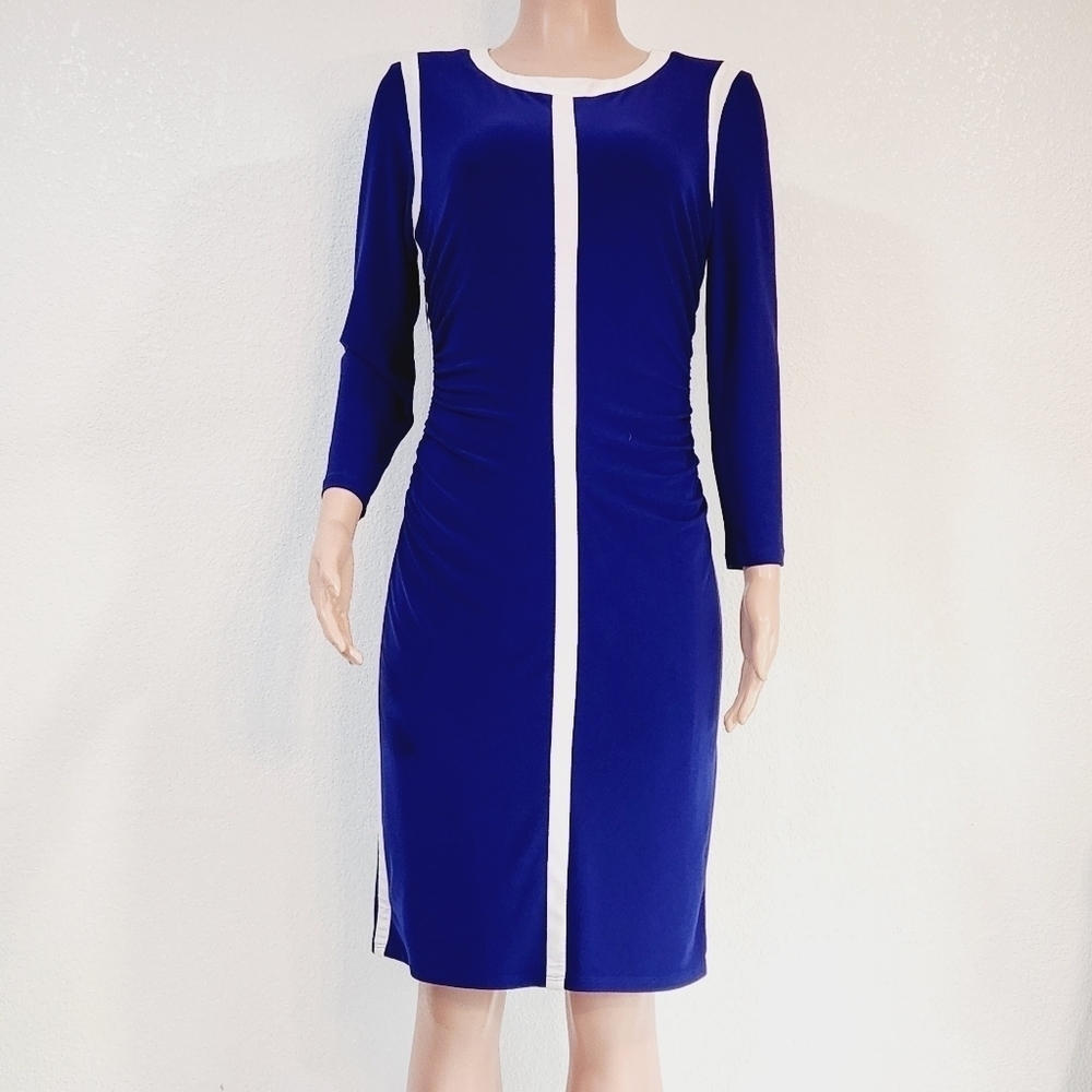 Ralph Lauren Black Long Sleeve Dress With White Stripe Detail Sz 10